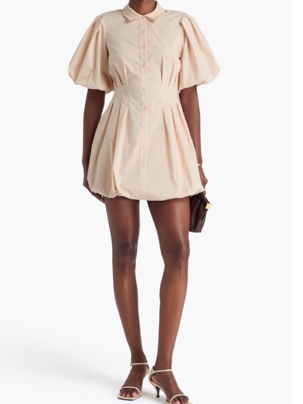 Simkhai 8 Cleo Poplin Puff Sleeve Shirt Dress in Cream